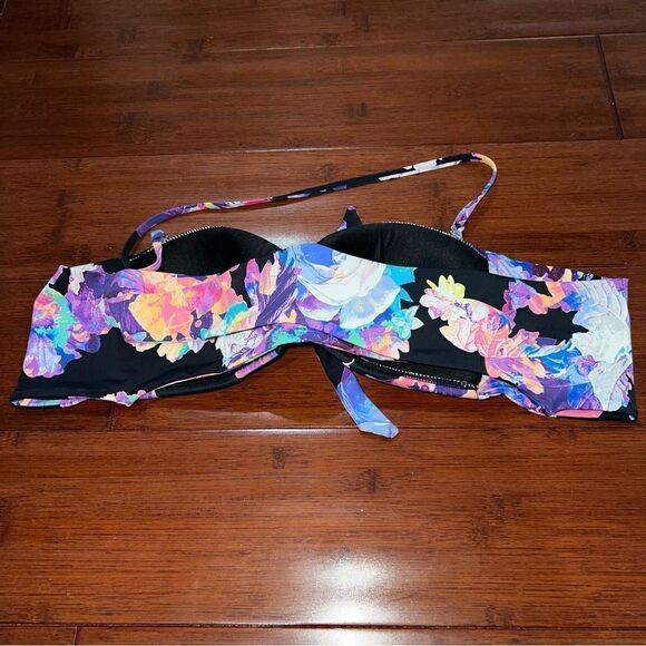 Women’s Multicolor Floral Black Bandeau Swimsuit Top - Picture 14 of 15